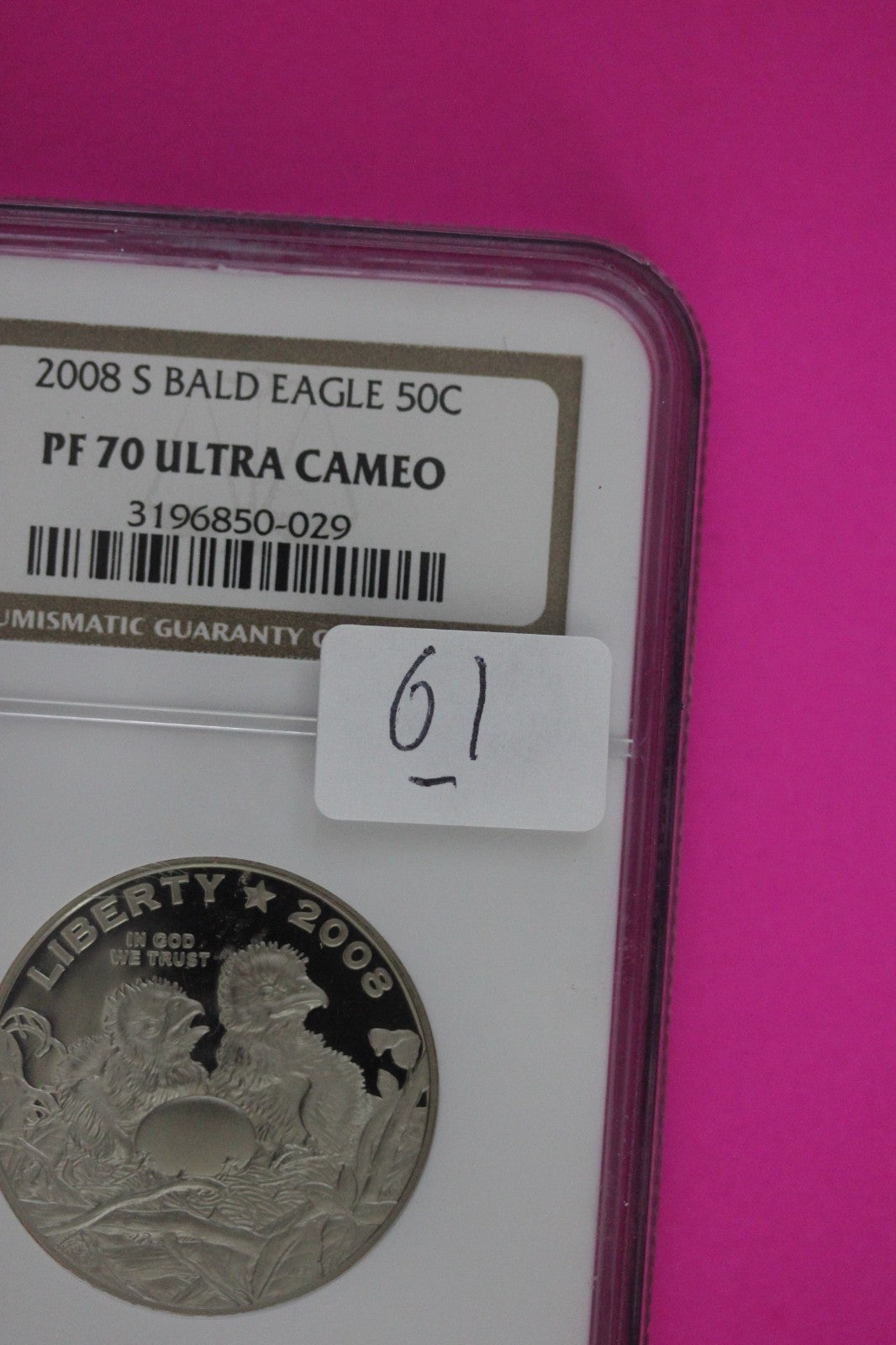 2008 S PF 70 Bald Eagle Commemorative Half Dollar NGC Certified Authentic 61