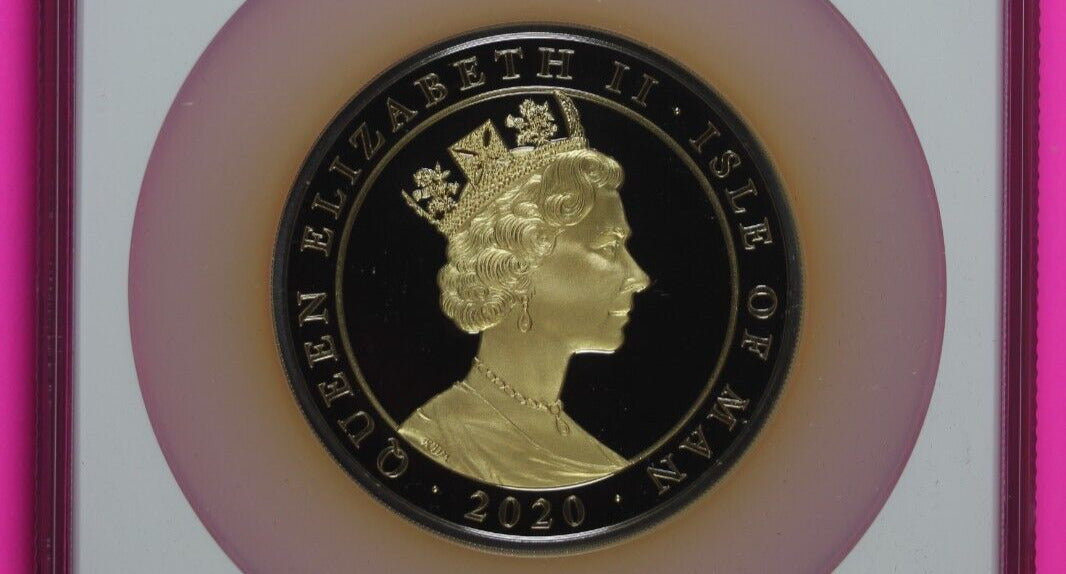 2020 5 OZ 999 Fine Silver Gilded Penny Black Isle Of Man COA $50 NGC PF 70 8019