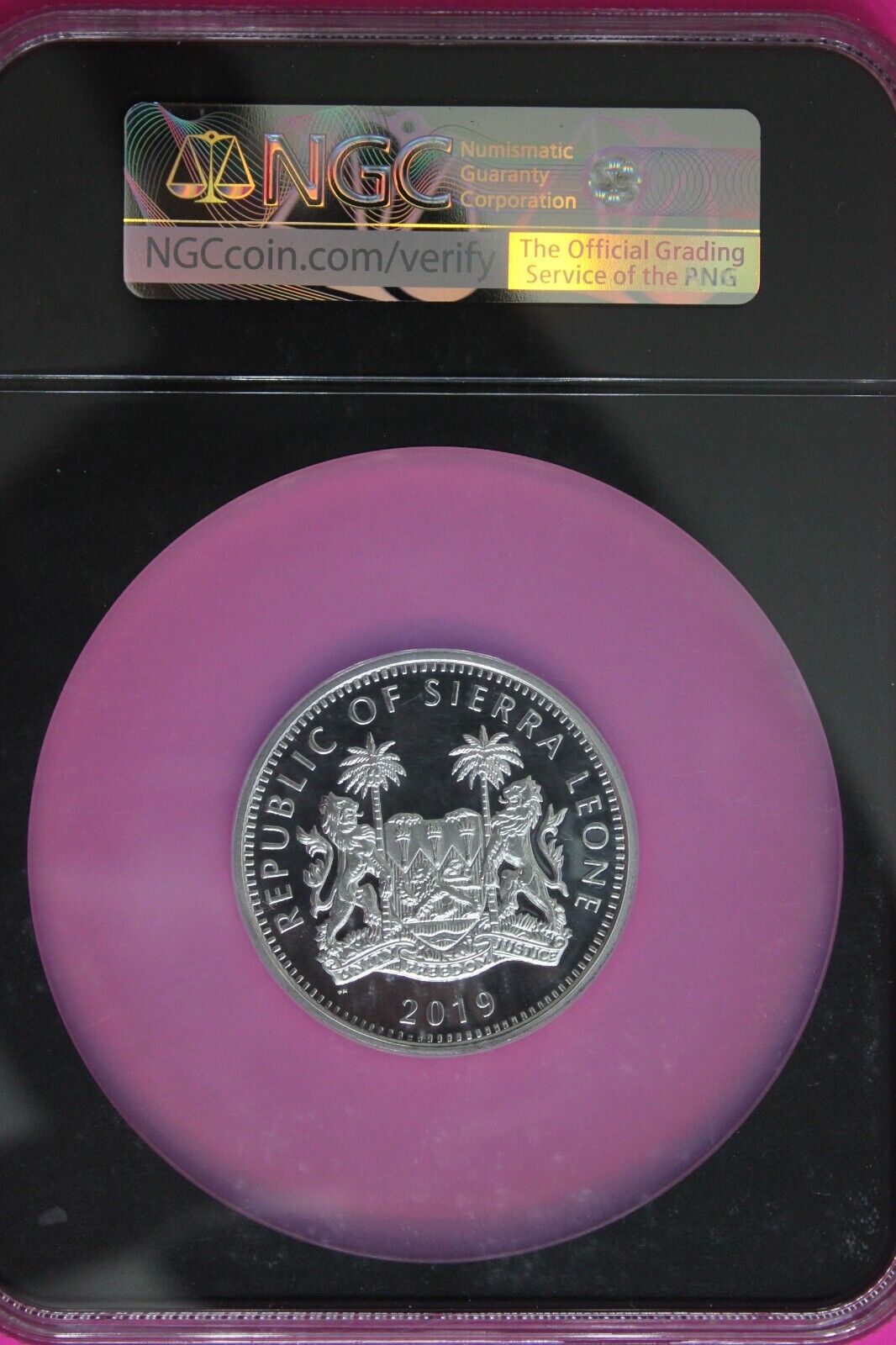 2019 PF 70 2 Ounces Silver Lion High Relief 20 D Sierra Leone .999 Fine NGC 7047