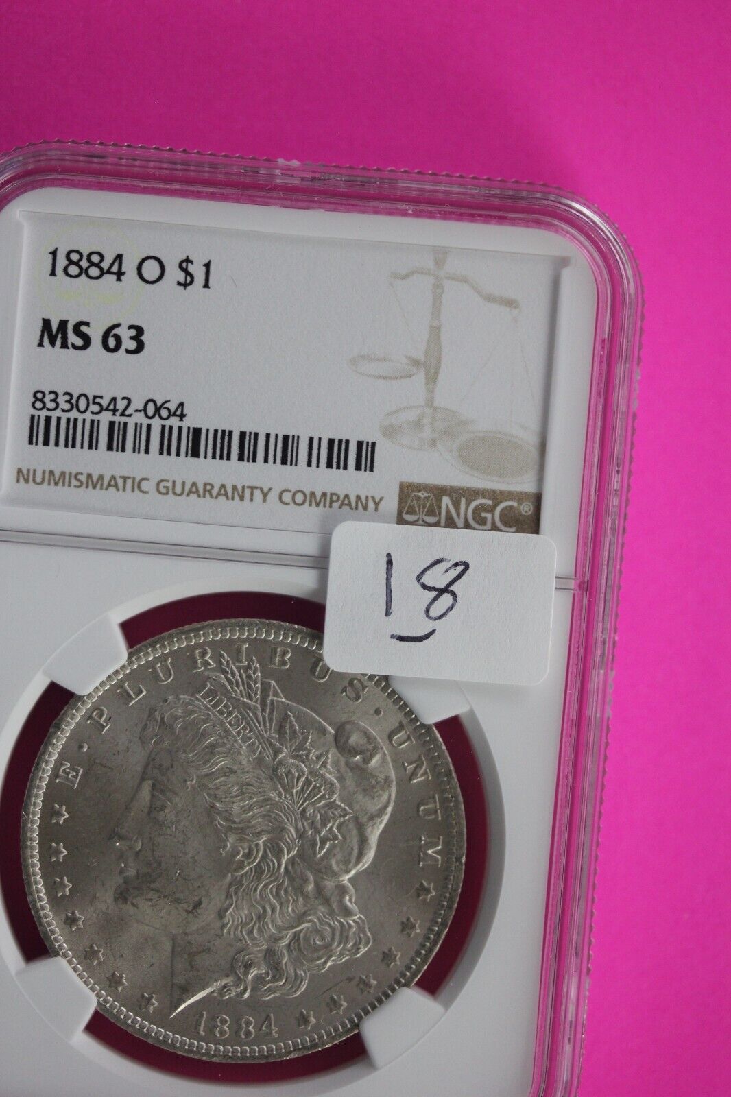 1884 O MS 63 Liberty Morgan Silver Dollar NGC Certified Graded Authentic Slab 18