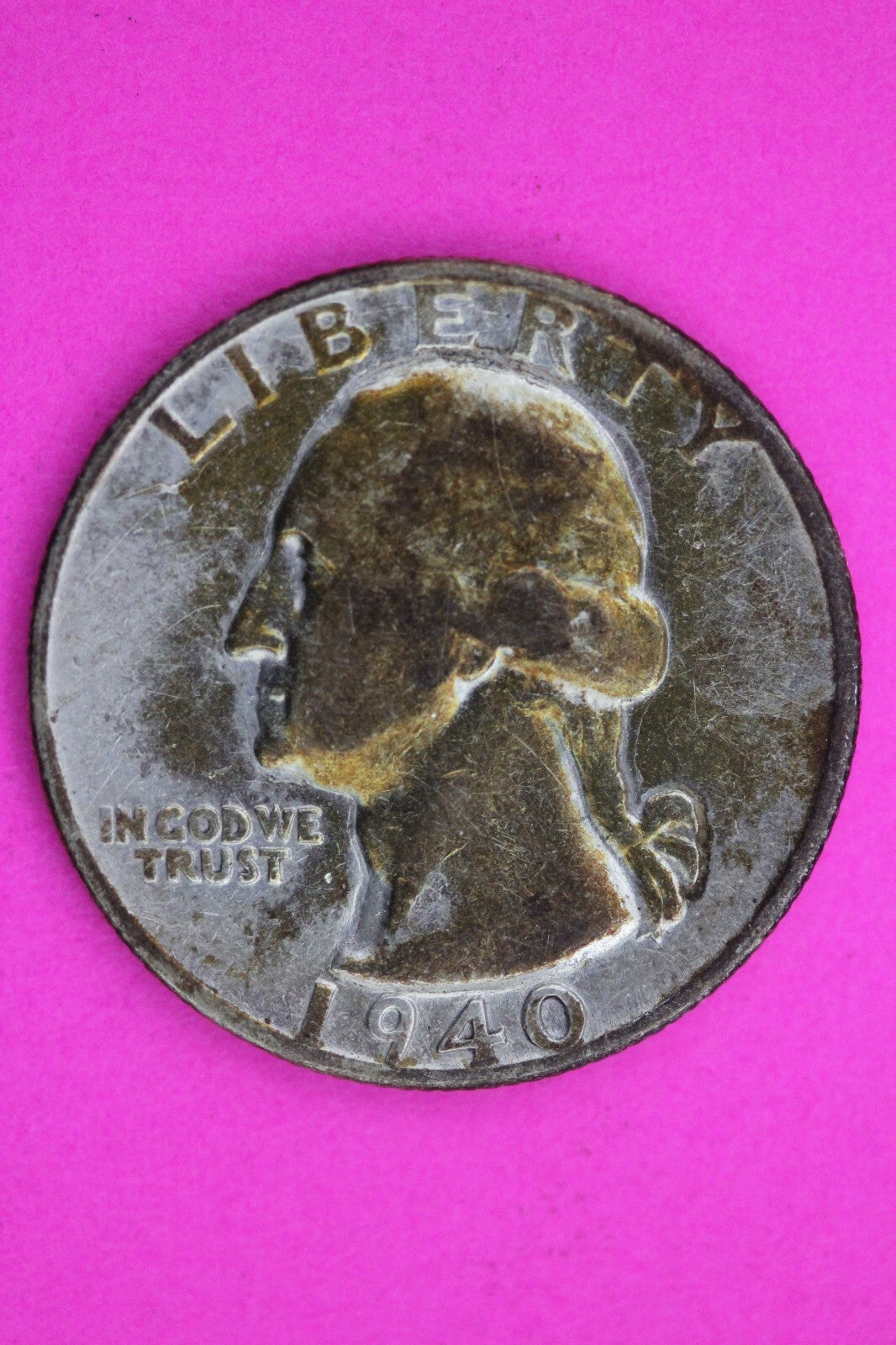 Toned 1949 D George Washington Quarter Scarce High Grade Silver Coin 0030
