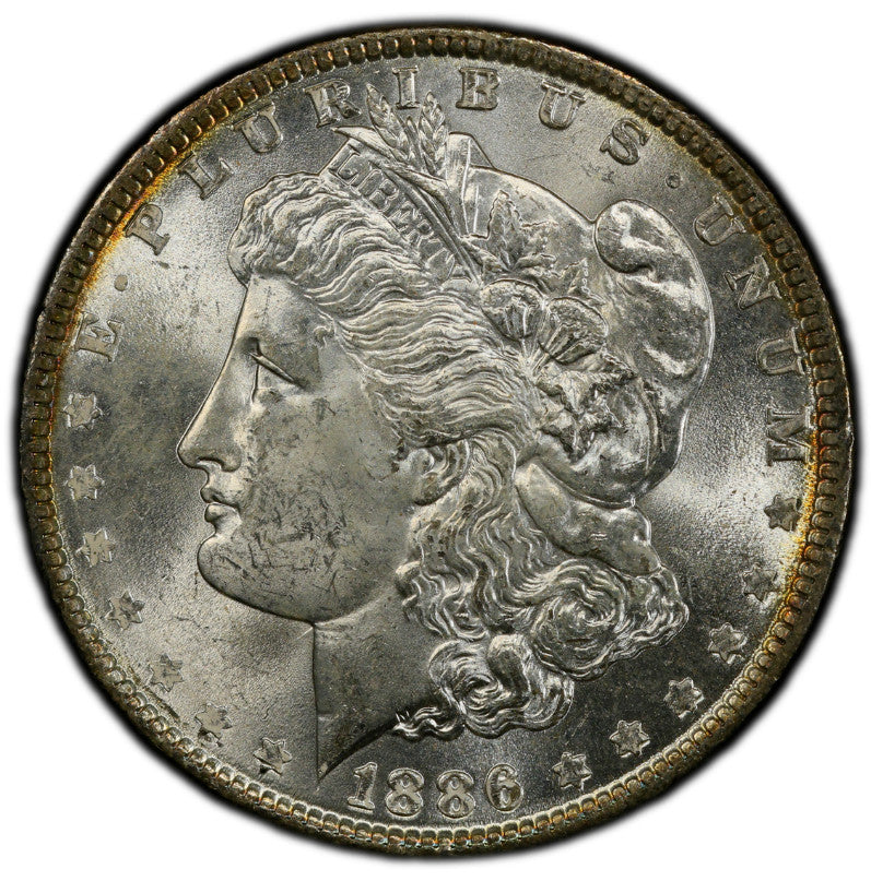 Toned 1886 P MS 64 Morgan Silver Dollar PCGS Graded Certified Authentic Slab 270