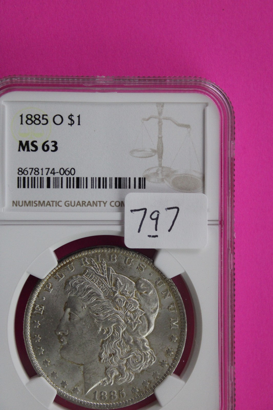 1885 O MS 63 Liberty Morgan Silver Dollar NGC Certified Graded Authentic 797
