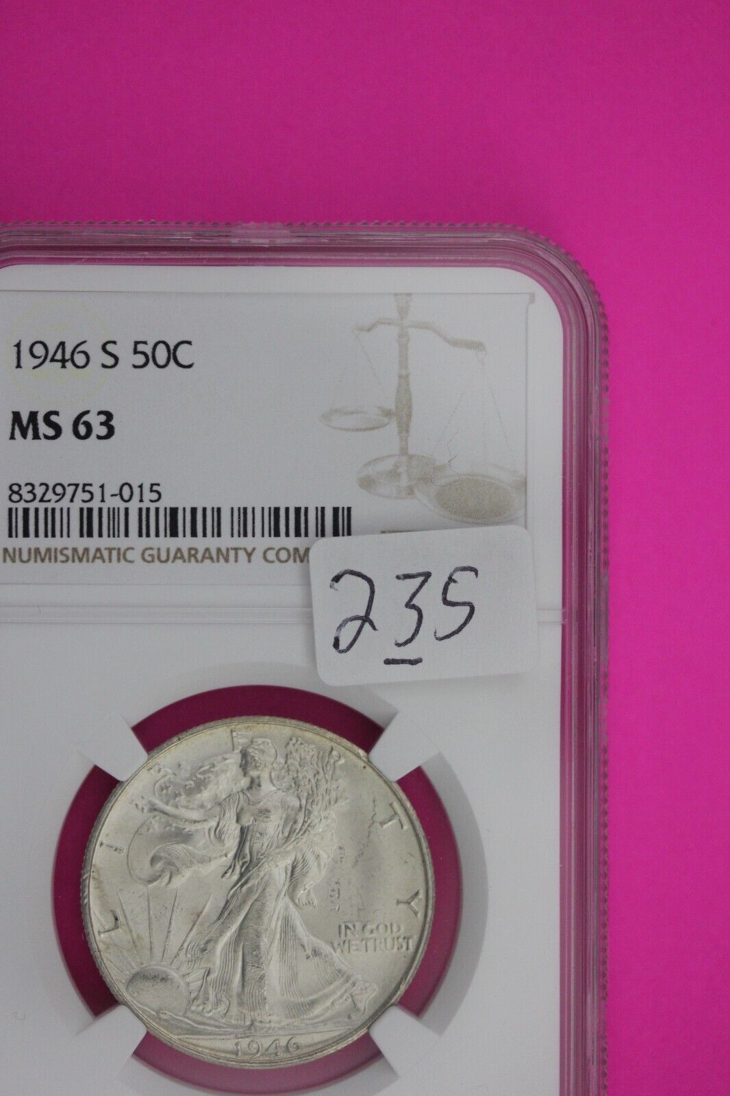 1946 S MS 63 Walking Liberty Half Dollar NGC Graded Certified Authentic 235
