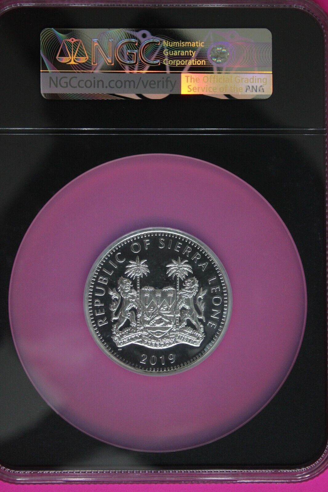 2019 PF 70 2 Ounces Silver Lion High Relief 20 DSierra Leone .999 Fine NGC 7049