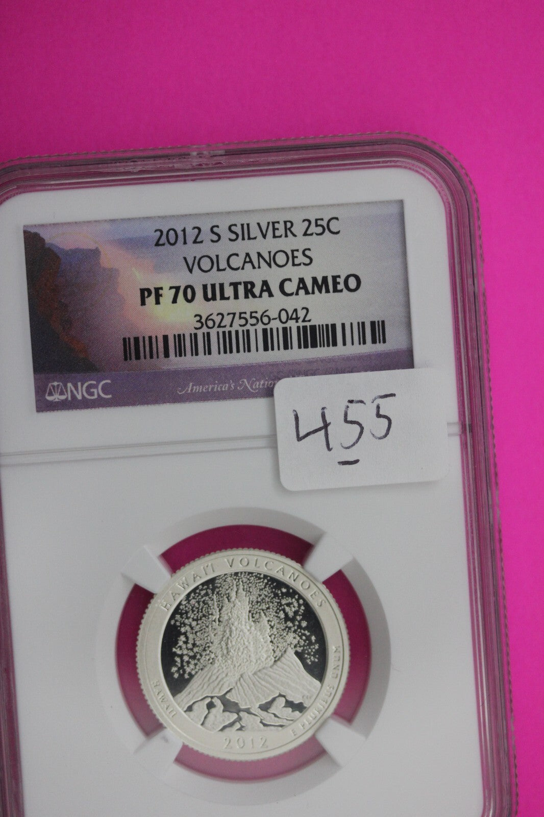 2012 S PF 70 Silver Quarter Hawaii Volcanoes NGC Graded Certified Slab 455