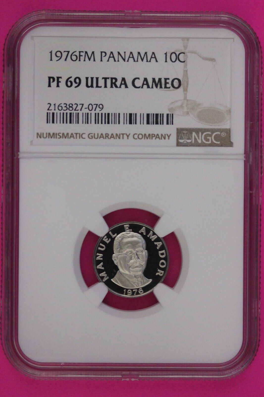 1976 Panama PF 69 Ultra Cameo Proof 10 Centesimos NGC Certified Graded Slab 883