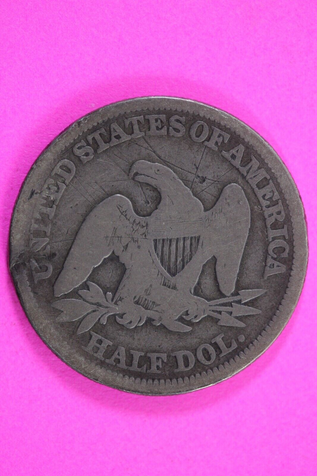 1854 P Seated Liberty Half Dollar Silver Exact Coin In Pic Key Date Scratches 23