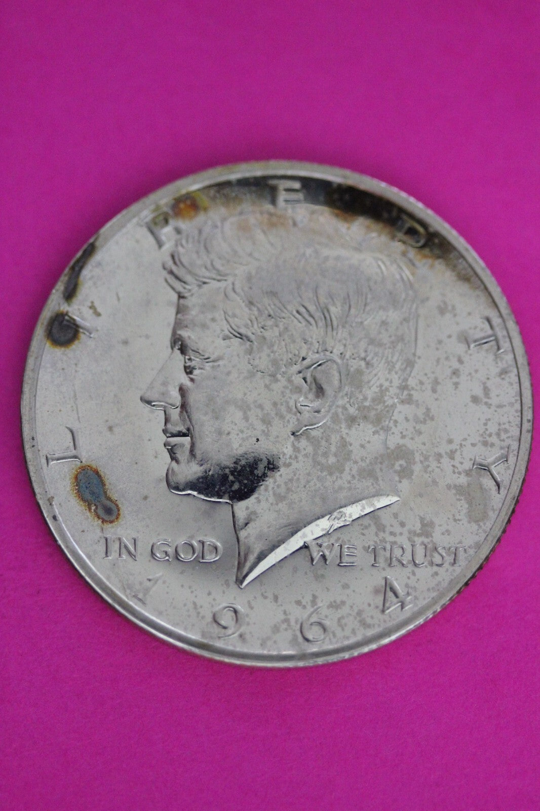 Accented Hair 1964 Proof John F Kennedy Silver Half Dollar Milk Spots N471