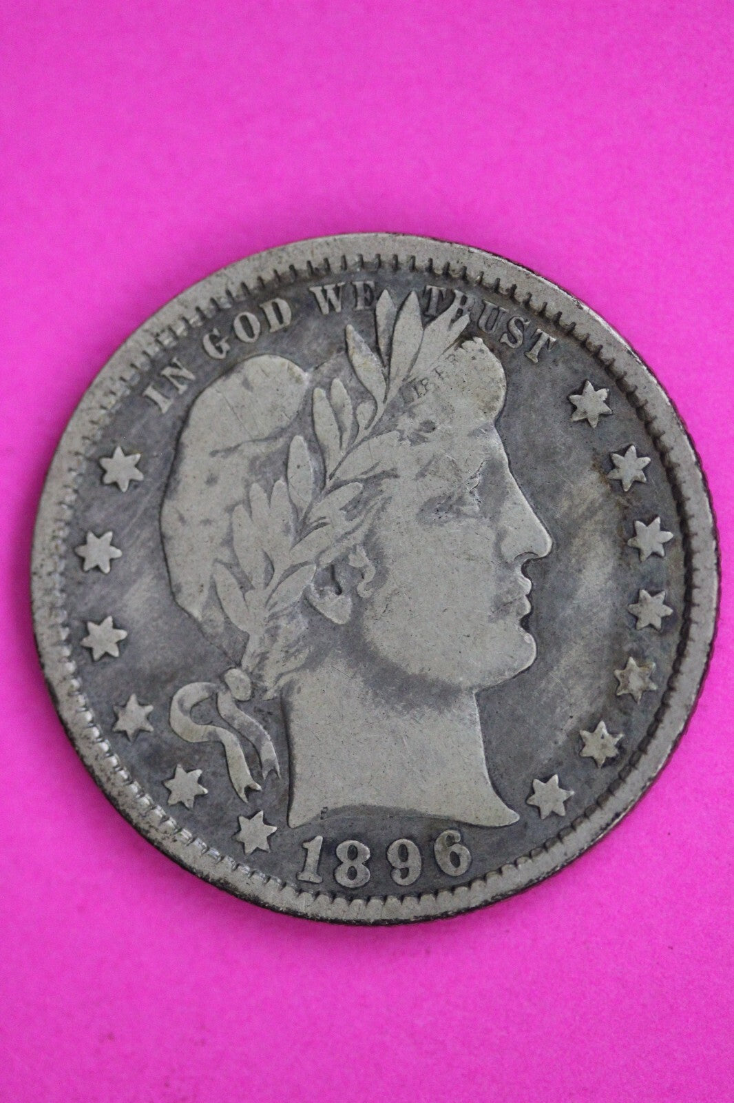 1896 O Barber Liberty Silver Quarter Guaranteed Authentic & Genuine Coin 0601N