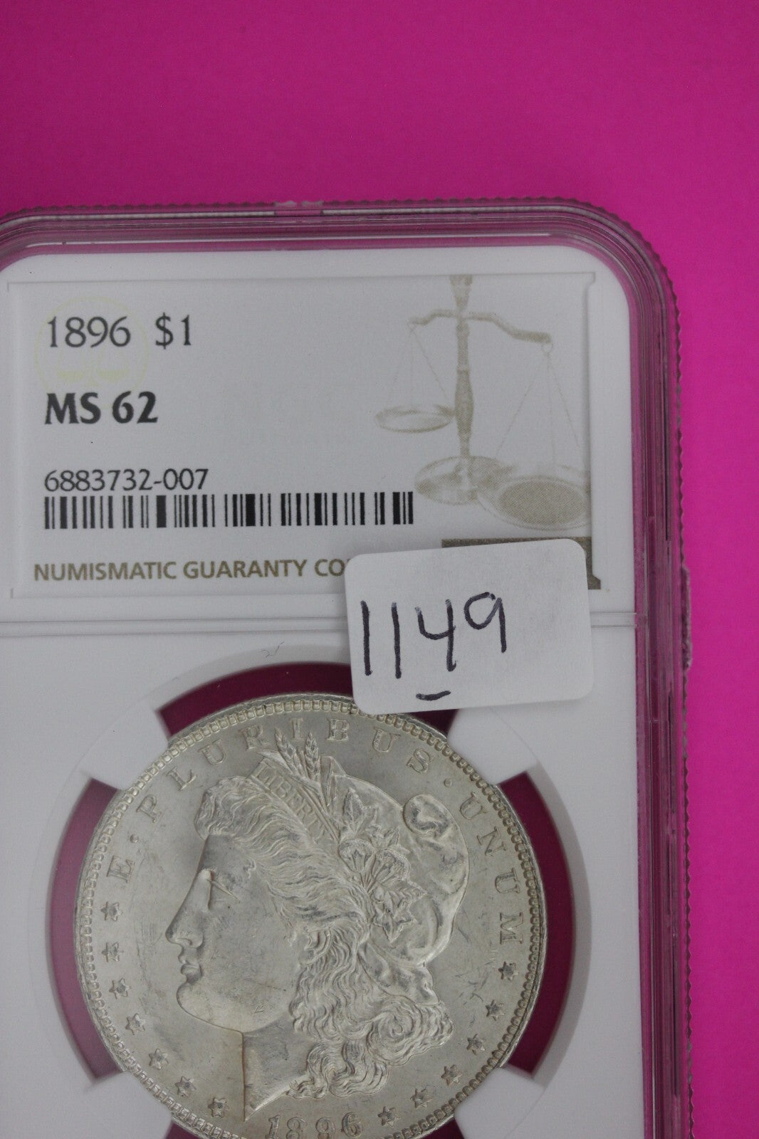 1896 P MS 62 Liberty Morgan Silver Dollar NGC Certified Graded Authentic 1149