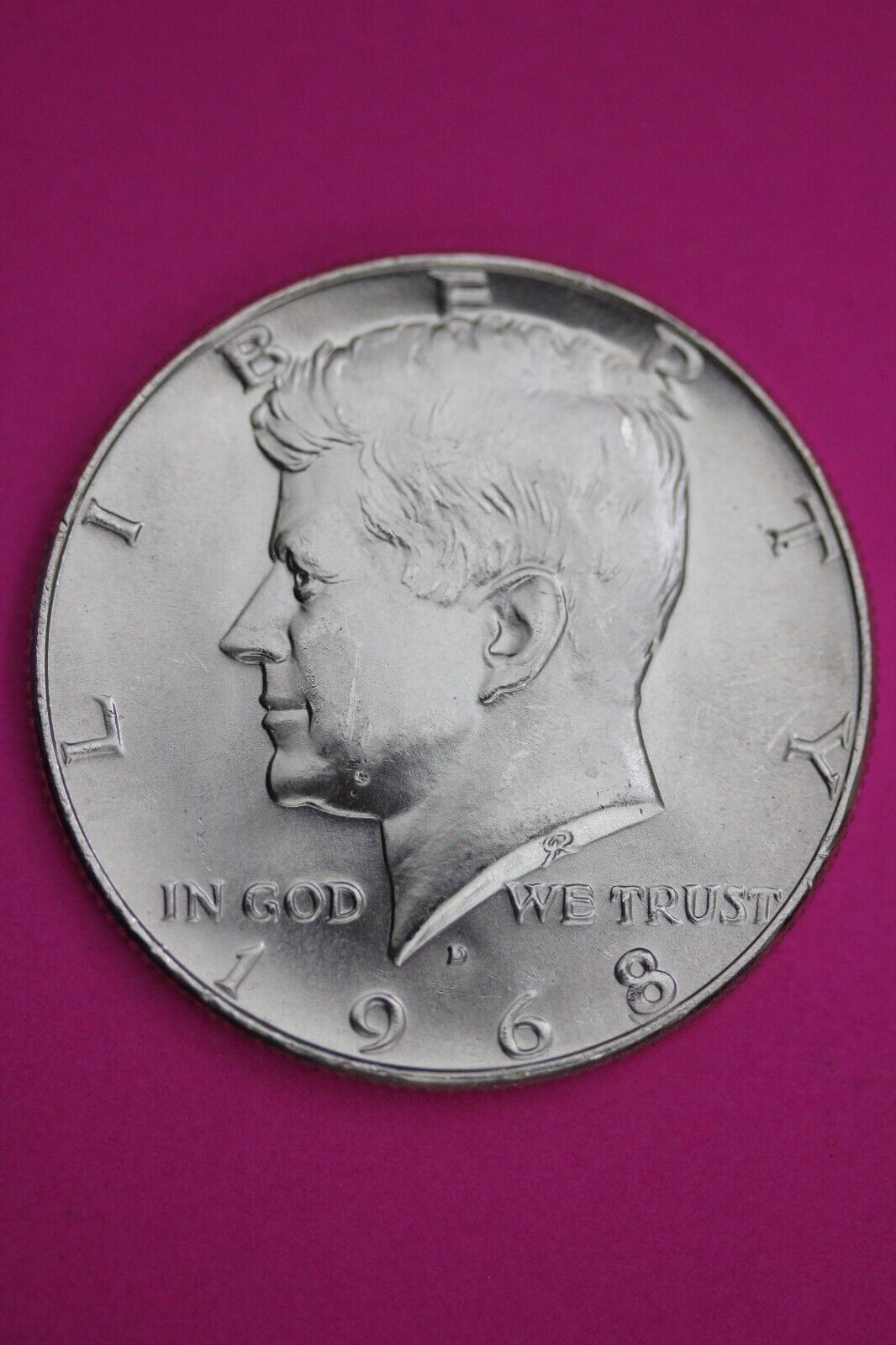 Gem BU 1968 D John F Kennedy Half Dollar 40% Silver Same Coin In Pics TOM 02