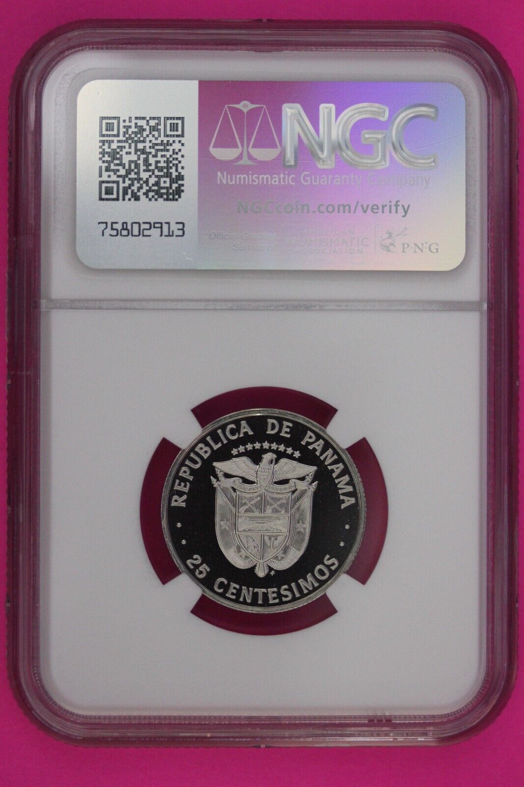 1980 Panama PF 69 Ultra Cameo Proof 25 Centesimos NGC Certified Graded Slab 845