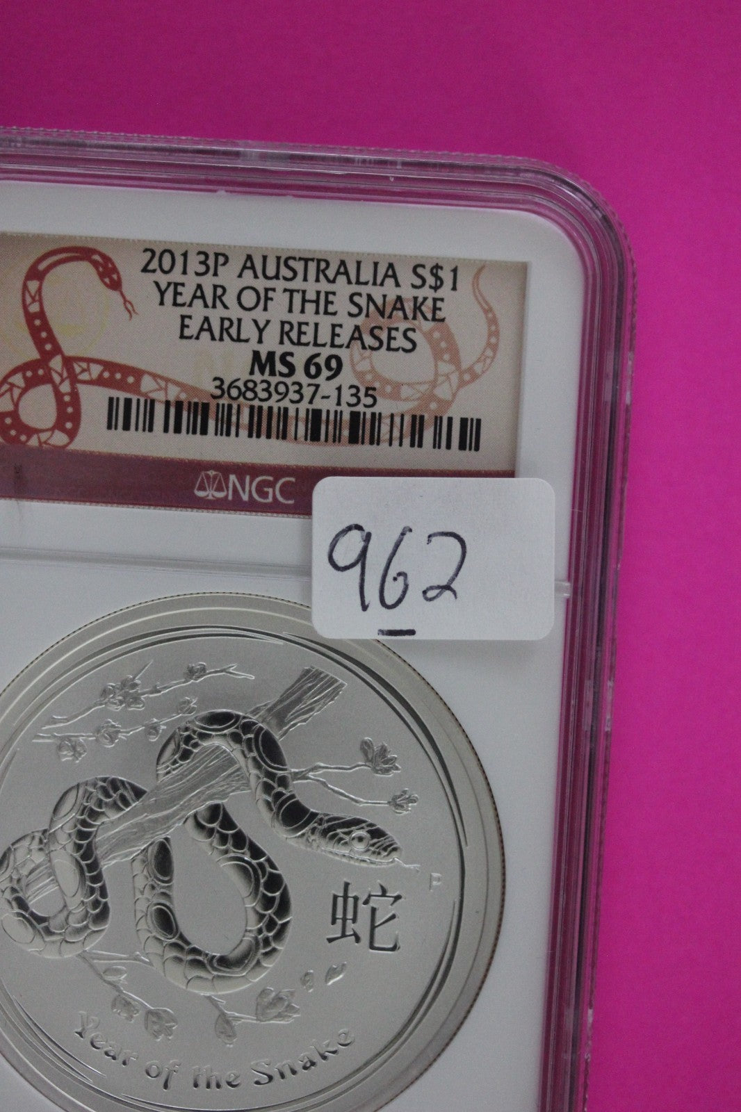 2013 P MS 69 Australia Year Of The Snake $1 Silver Coin NGC Certified Slab 962