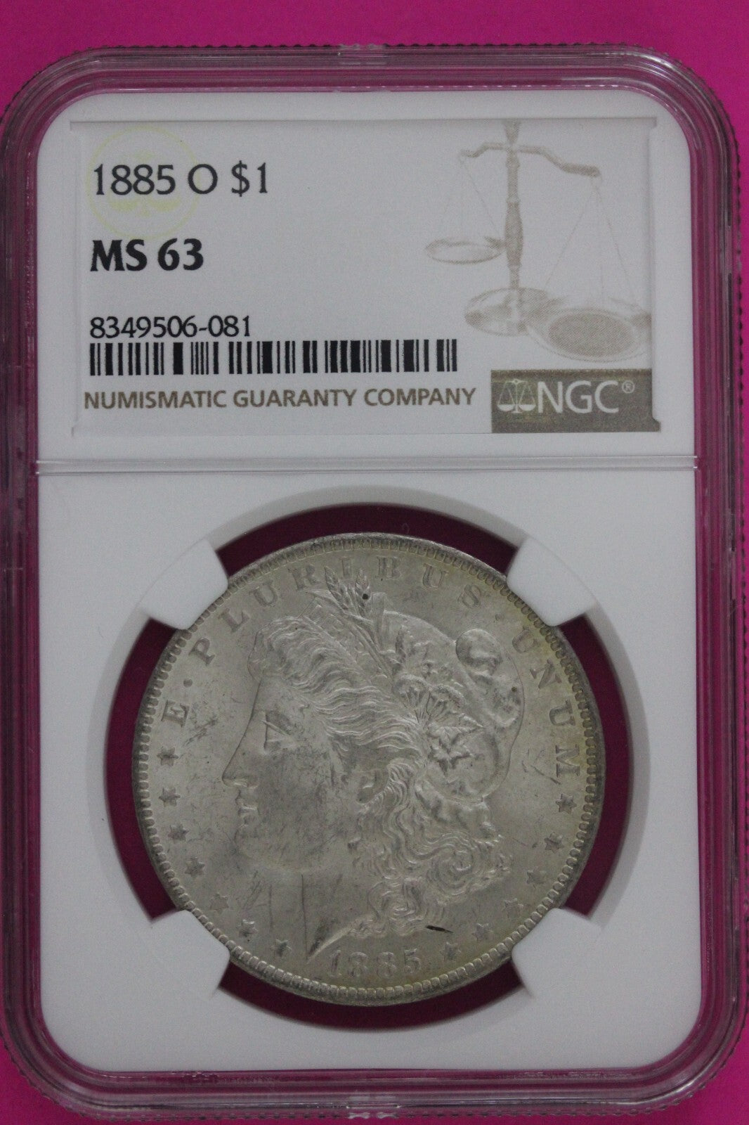 1885 O MS 63 Liberty Morgan Silver Dollar NGC Certified Graded Authentic 725