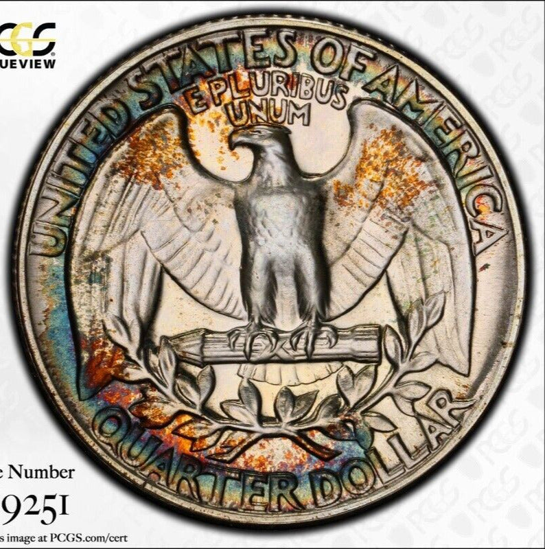 Rainbow Toned Trueview 1953 PR 66 George Washington Quarter PCGS Slab OCE 418