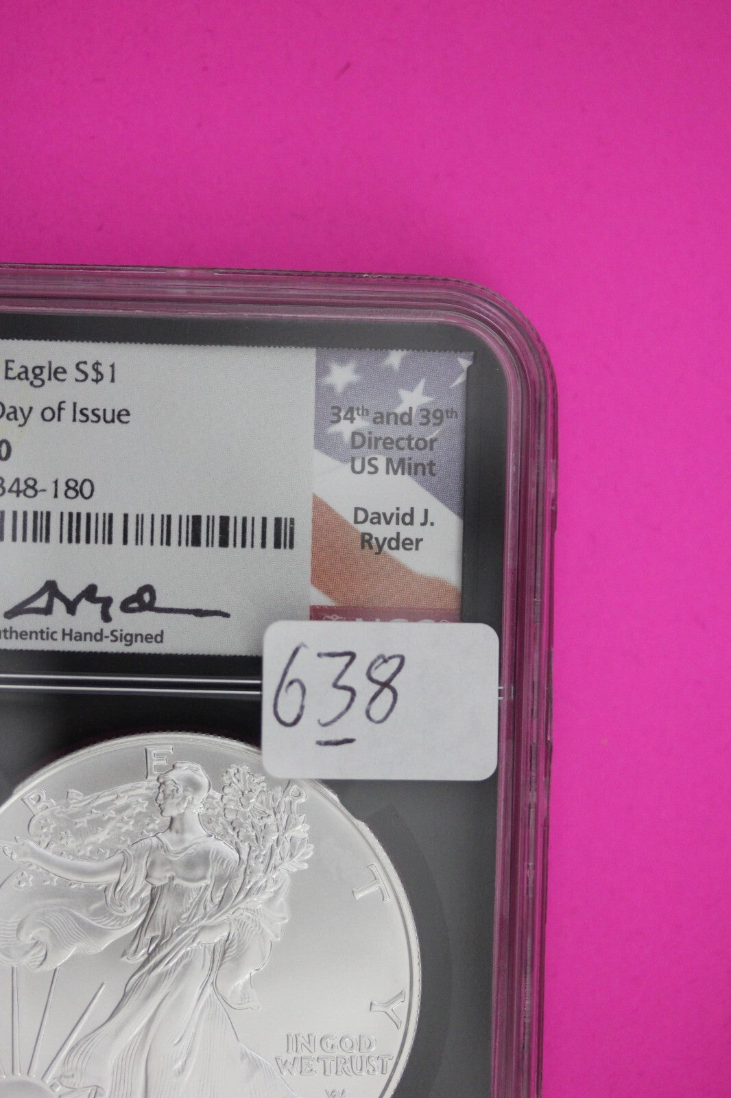 2022 MS 70 Silver Eagle David Ryder Coin NGC Certified Graded Authentic Slab 638
