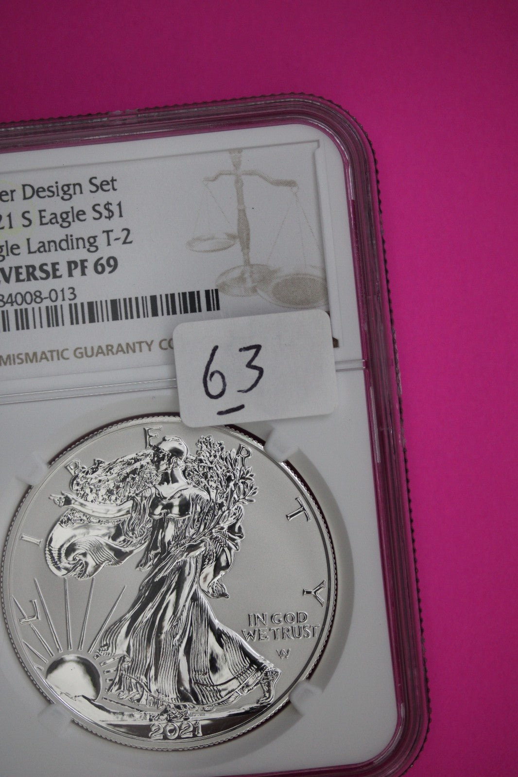 2021 S T2 Reverse Proof Silver Eagle PF 69 One Coin From Design Set NGC Slab 63