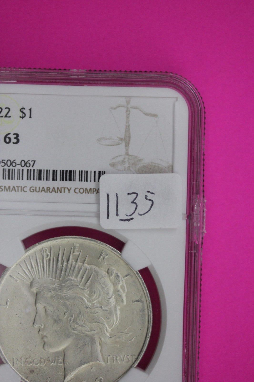 1922 P MS 63 Liberty Peace Silver Dollar NGC Certified Graded Authentic 1135