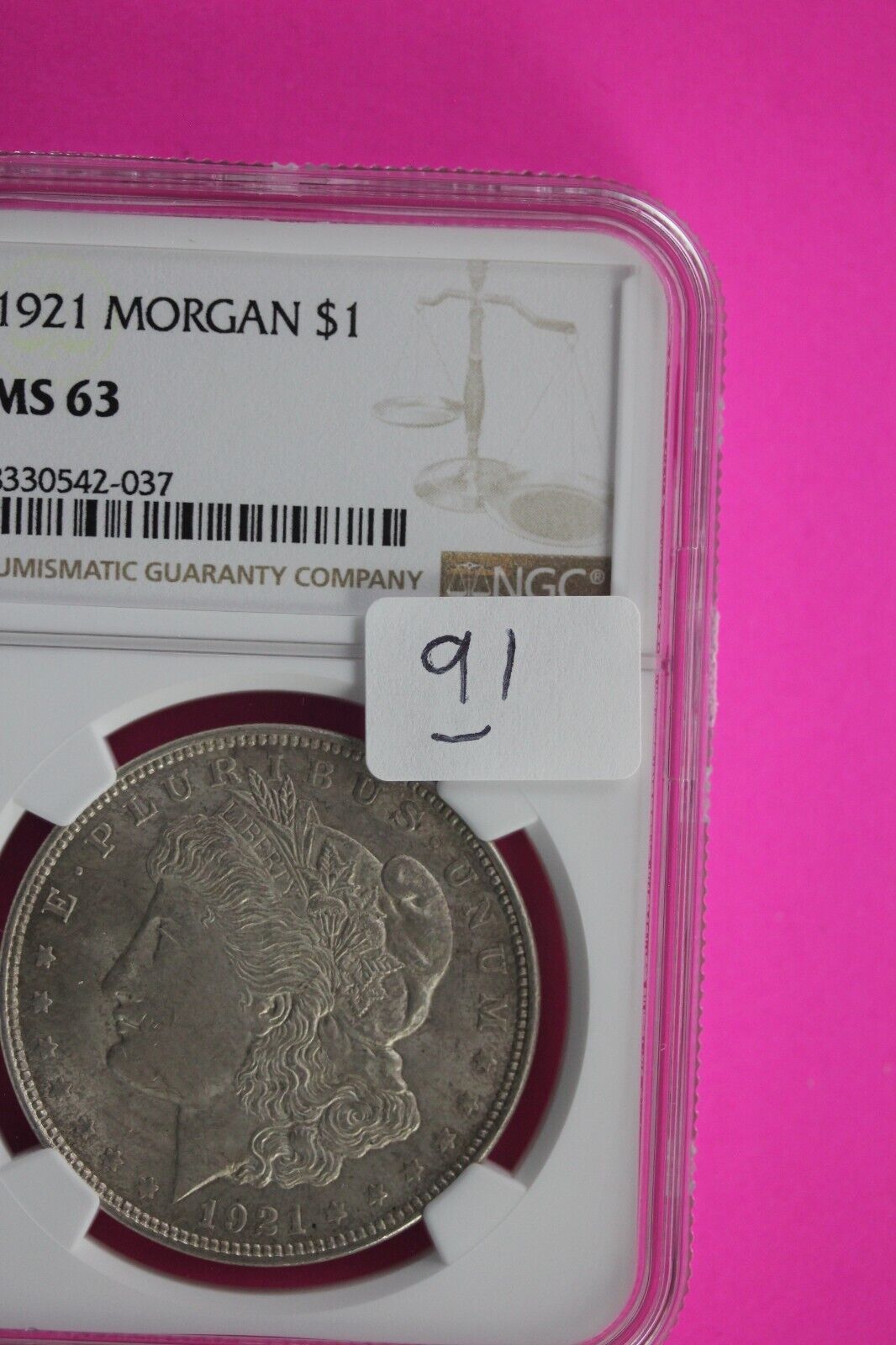 1921 P MS 63 Liberty Morgan Silver Dollar NGC Certified Graded Authentic Slab 91