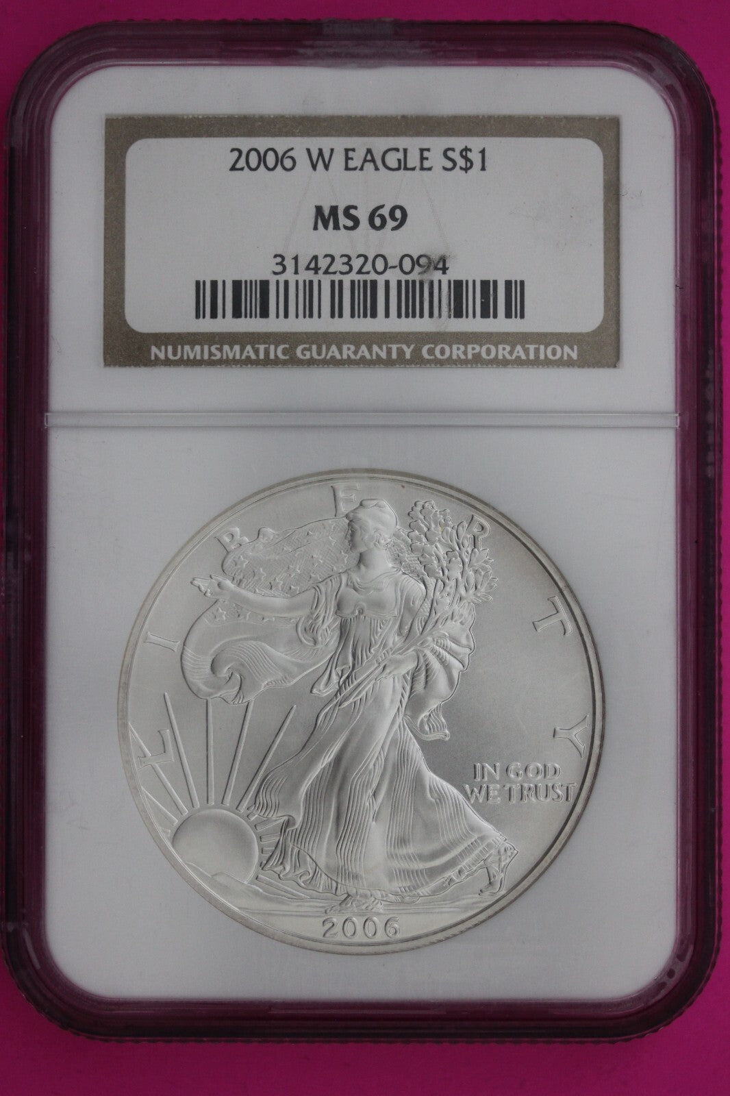 2006 W MS 69 Silver Eagle Coin 1 OZ .999 NGC Graded Certified Authentic Slab 486
