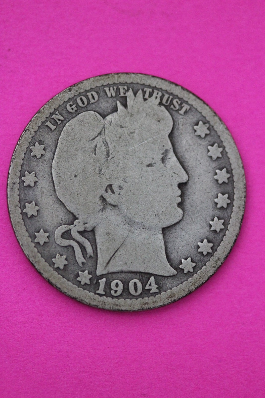 1904 O Barber Liberty Silver Quarter Scarce Semi Key Date New Orleans Mint 19