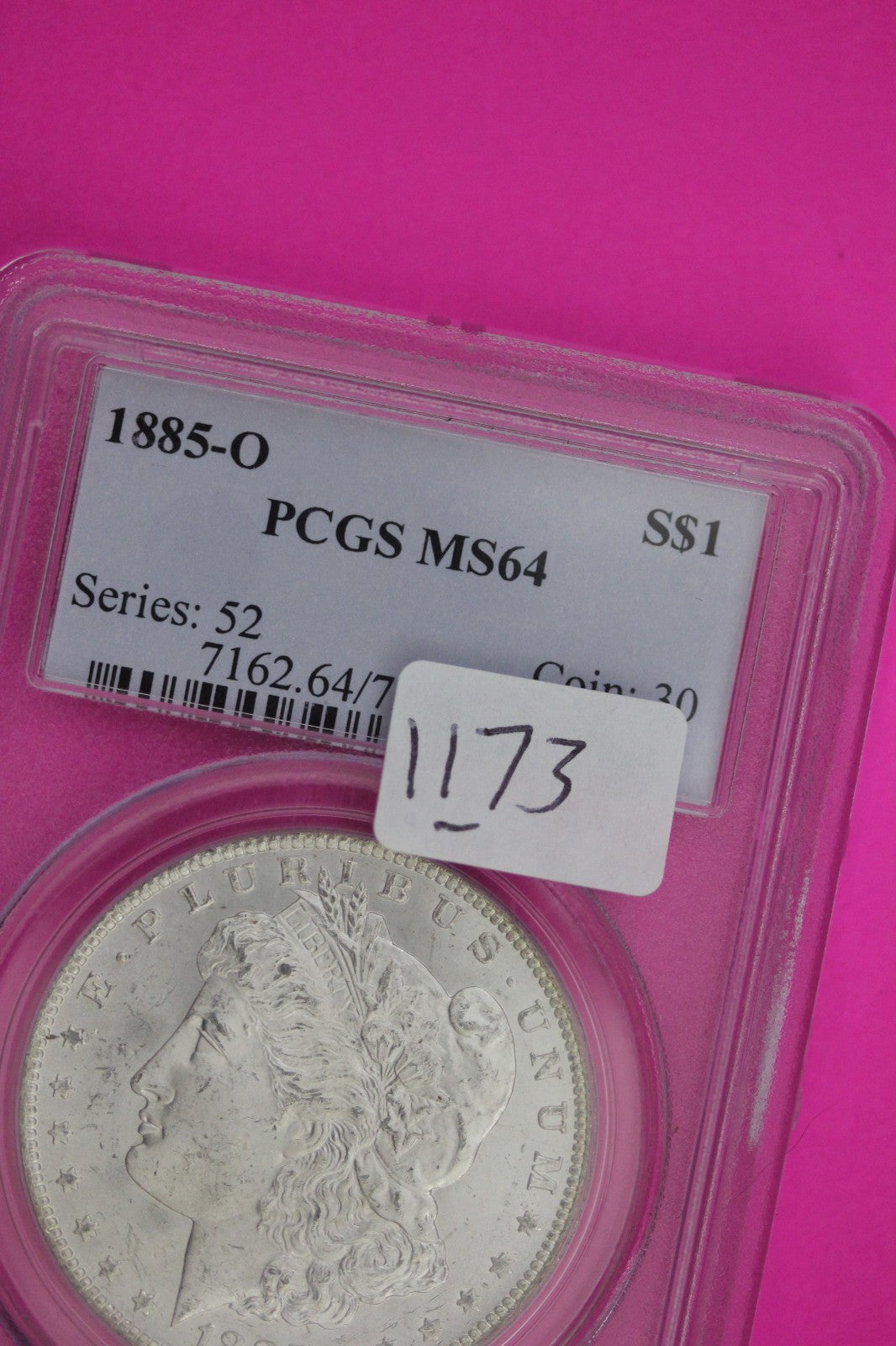 1885 O MS 64 Liberty Morgan Silver Dollar PCGS Certified Authentic Slab 1173