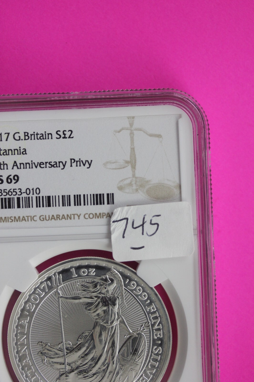 2017 MS 69 Great Britain £2 Britannia 20th Anniversary Privy NGC Graded Slab 745