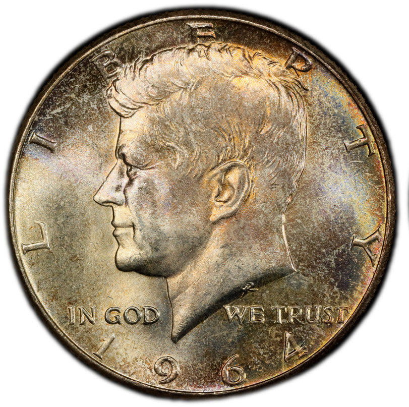 Toned 1964 P Silver MS 65 John F Kennedy Silver Half Dollar PCGS Graded 336