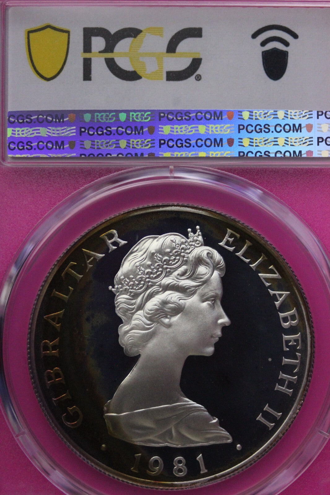 Toned 1981 PR 68 DCAM Crown Gibraltar Princess Diana Royal Wedding PCGS Slab 640