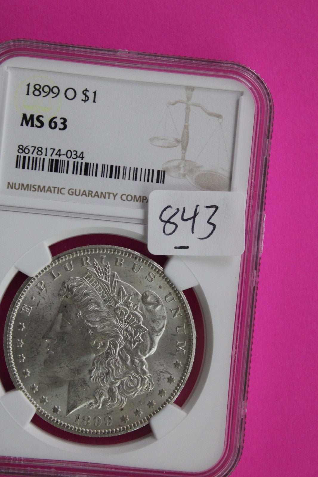 1899 O MS 63 Liberty Morgan Silver Dollar NGC Certified Graded Authentic 843