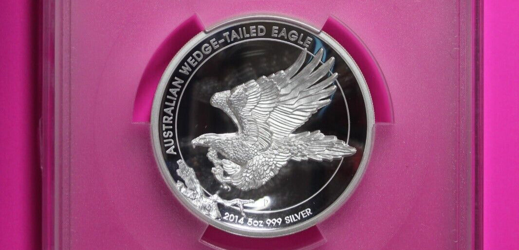 2014 PR 69 DCAM 5 Ounces Silver Proof Australia Wedge Tailed Eagle PCGS 7001