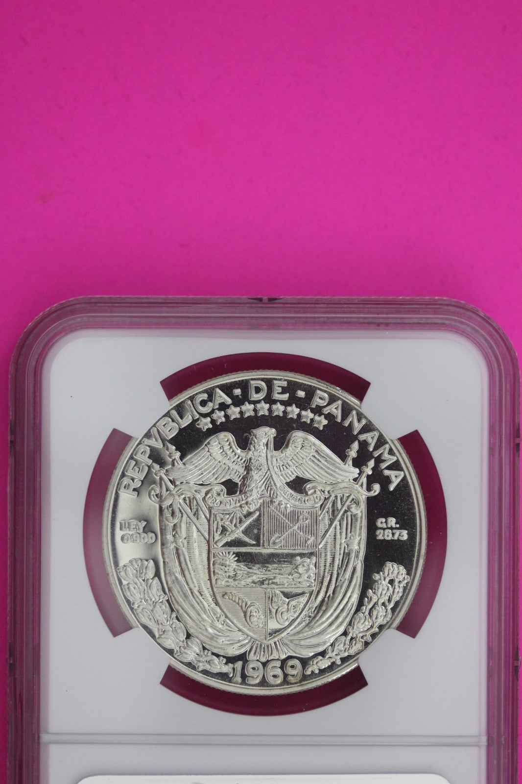 1969 Panama PF 69 Cameo Proof Silver Balboa NGC Certified Graded Authentic 1300