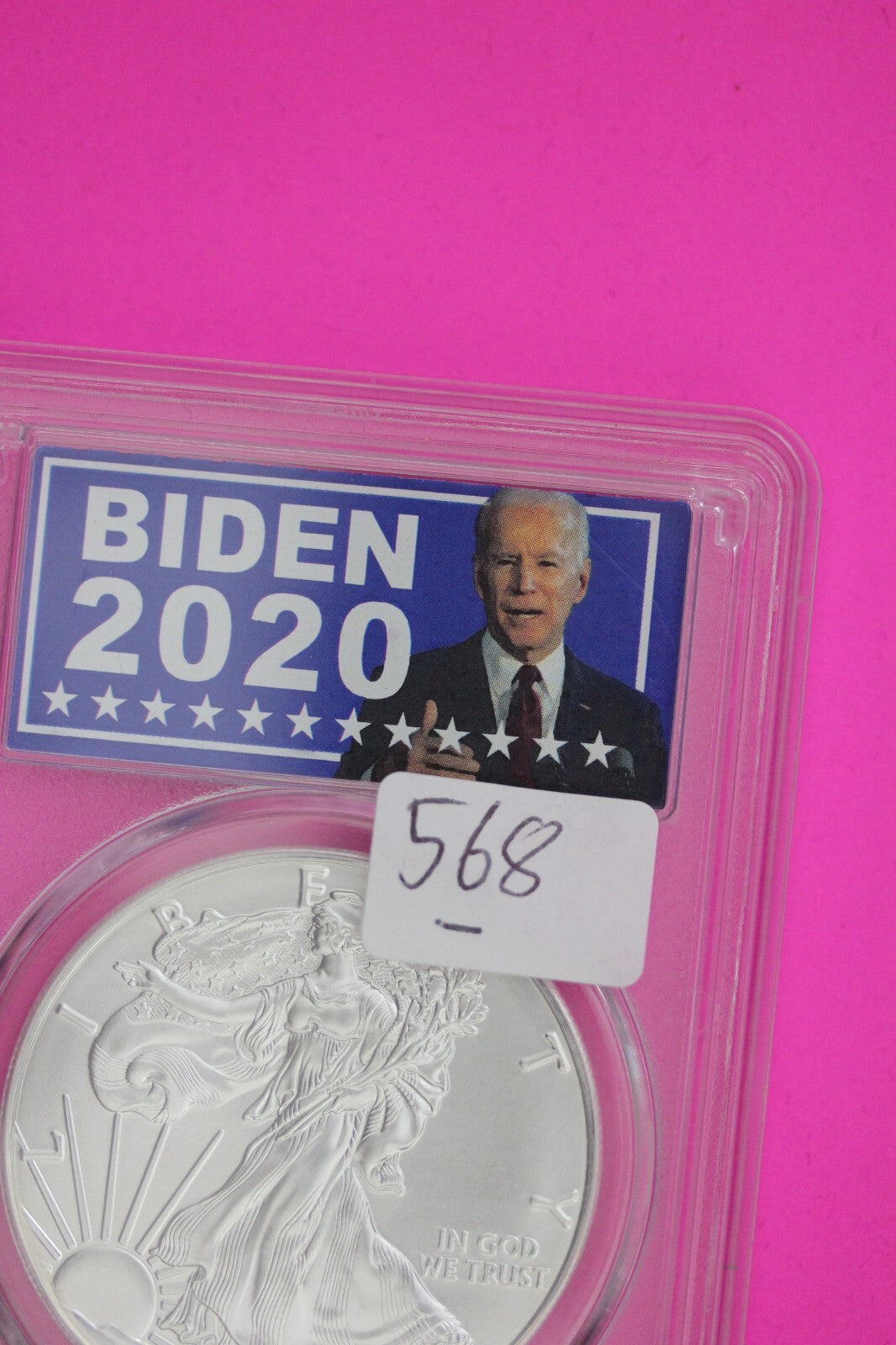 Joe Biden Label 2020 MS 70 Silver Eagle Coin 1 OZ .999 PCGS Certified Graded 568
