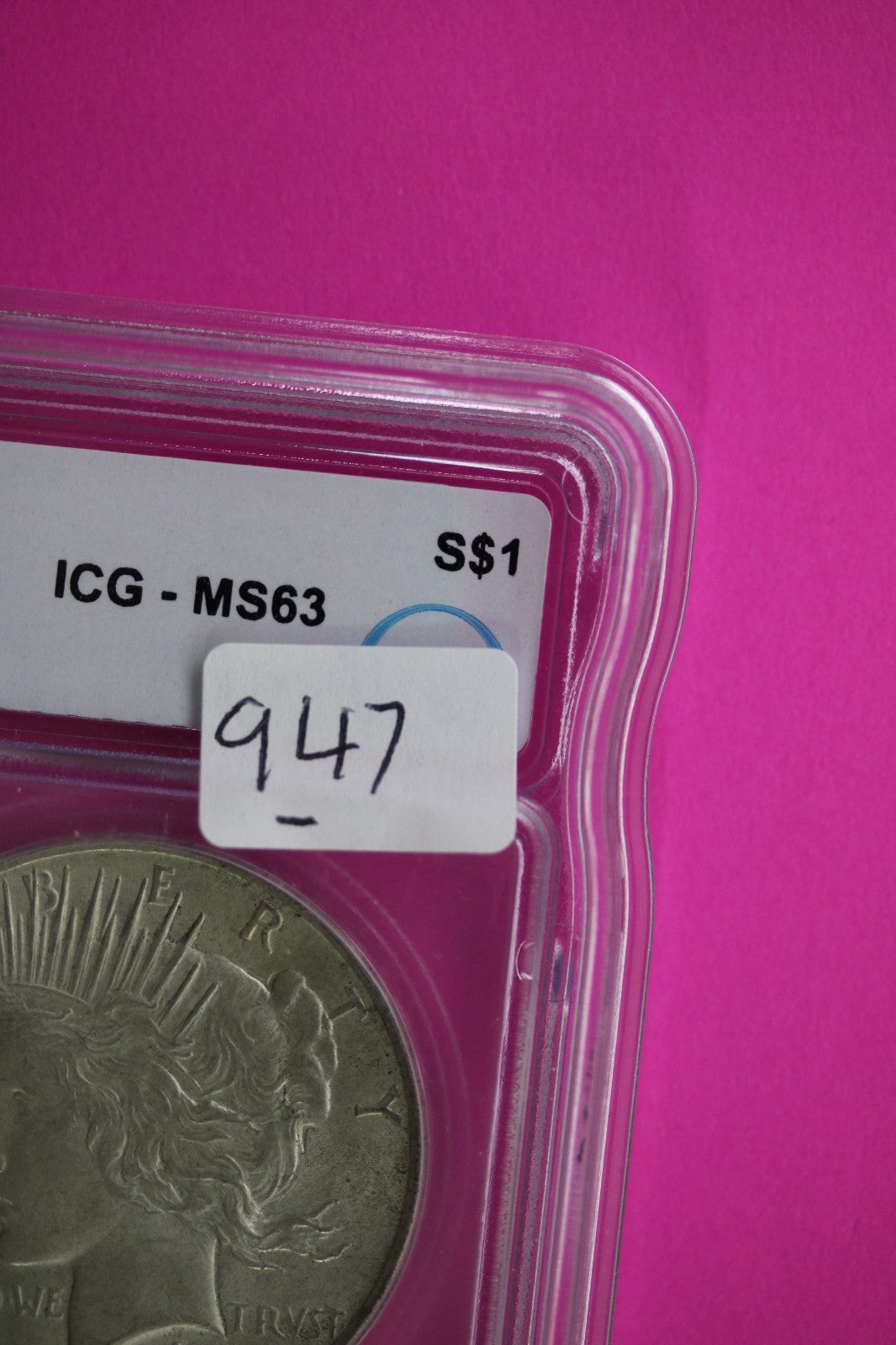 1922 P MS 63 Liberty Peace Silver Dollar ICG Certified Graded Authentic Slab 947