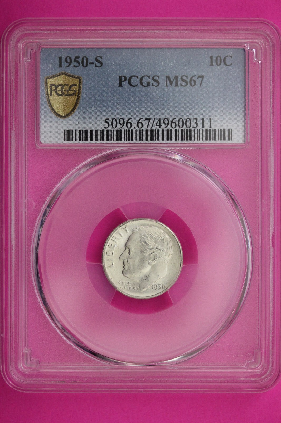 1950 S MS 67 Roosevelt Silver Dime PCGS Graded Certified Authentic Slab Coin 382