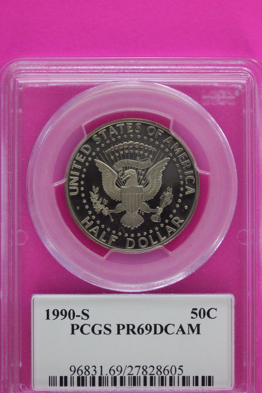 1990 S PR 69 Deep Cameo John Kennedy Clad Half Dollar JFK Label PCGS Slab 144