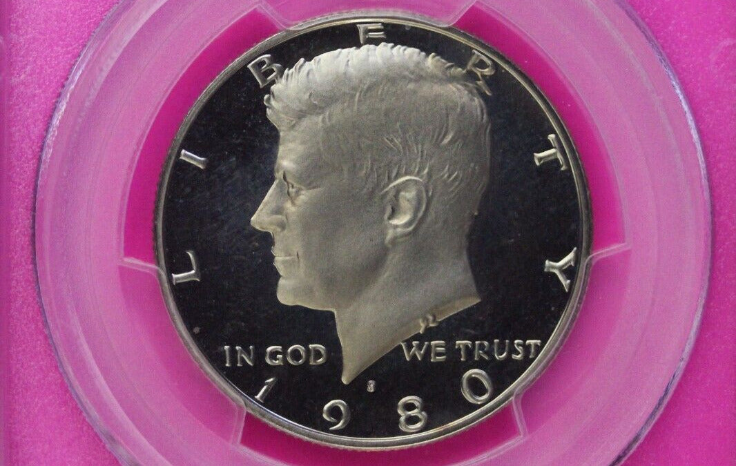 1980 S PR 69 Deep Cameo John Kennedy Clad Half Dollar JFK Label PCGS Slab 1115