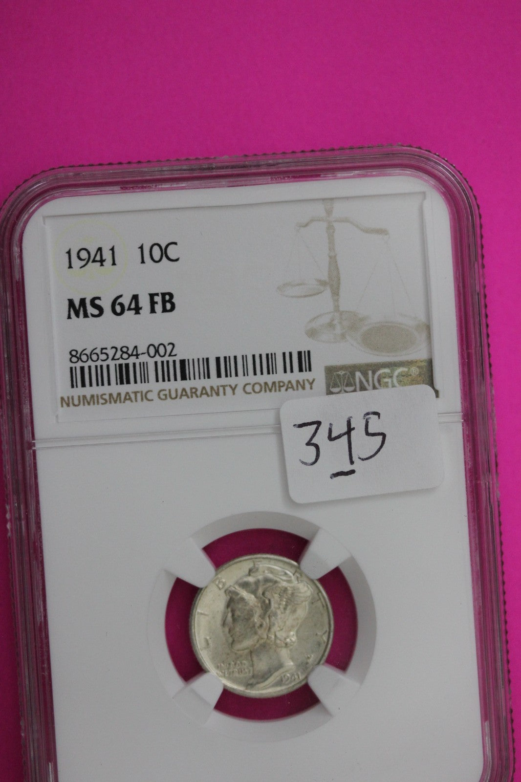 1941 P FB MS 64 Mercury Winged Liberty Dime NGC Certified Graded Authentic 345