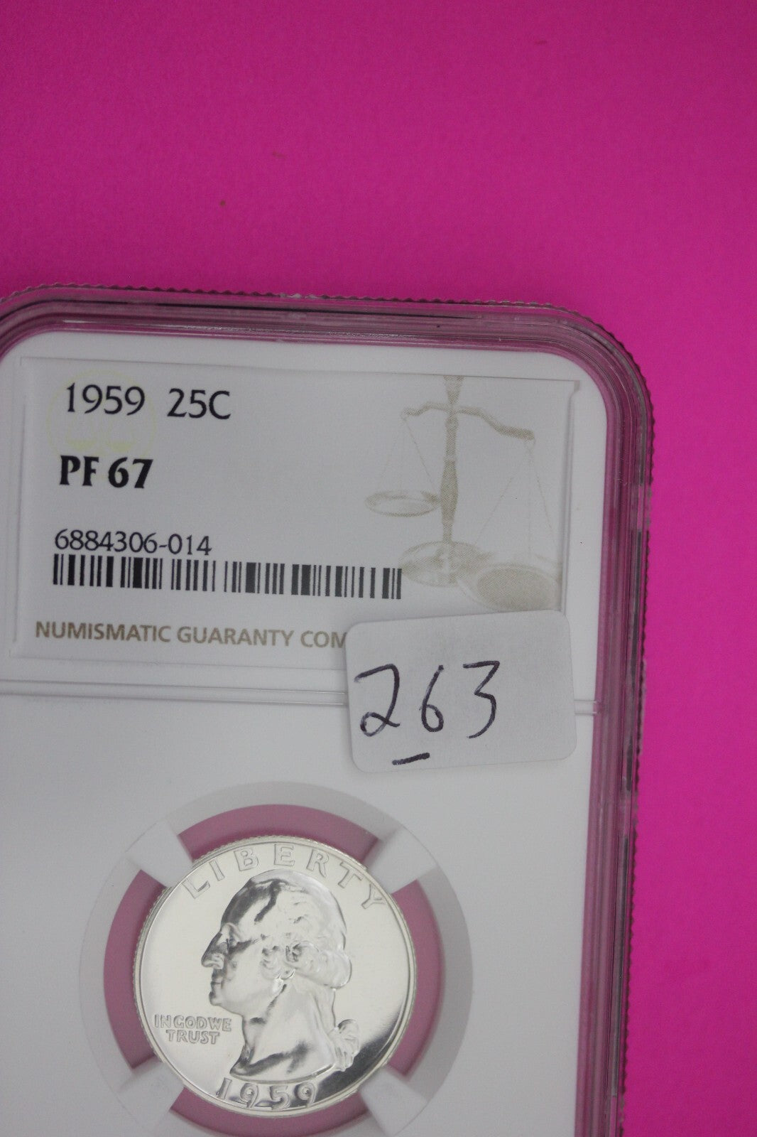 1959 PF 67 Proof Washington Silver Quarter NGC Certified Graded Authentic 263