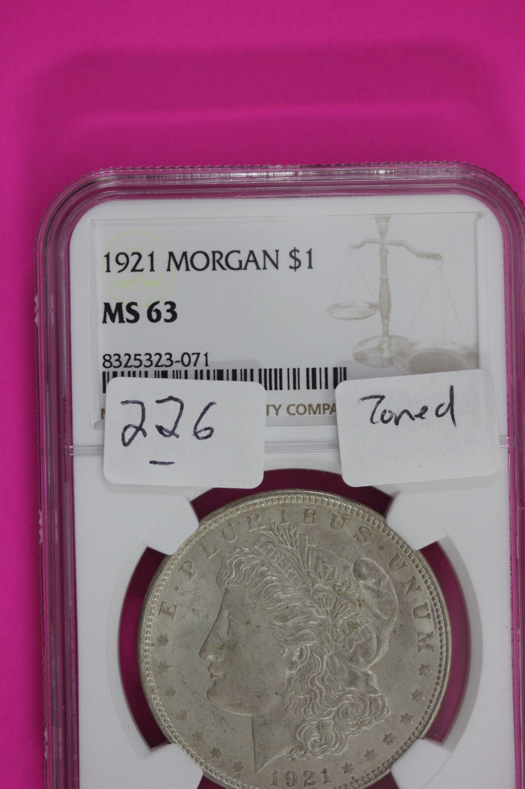 1921 P MS 63 Liberty Morgan Silver Dollar NGC Certified Graded Slab 225