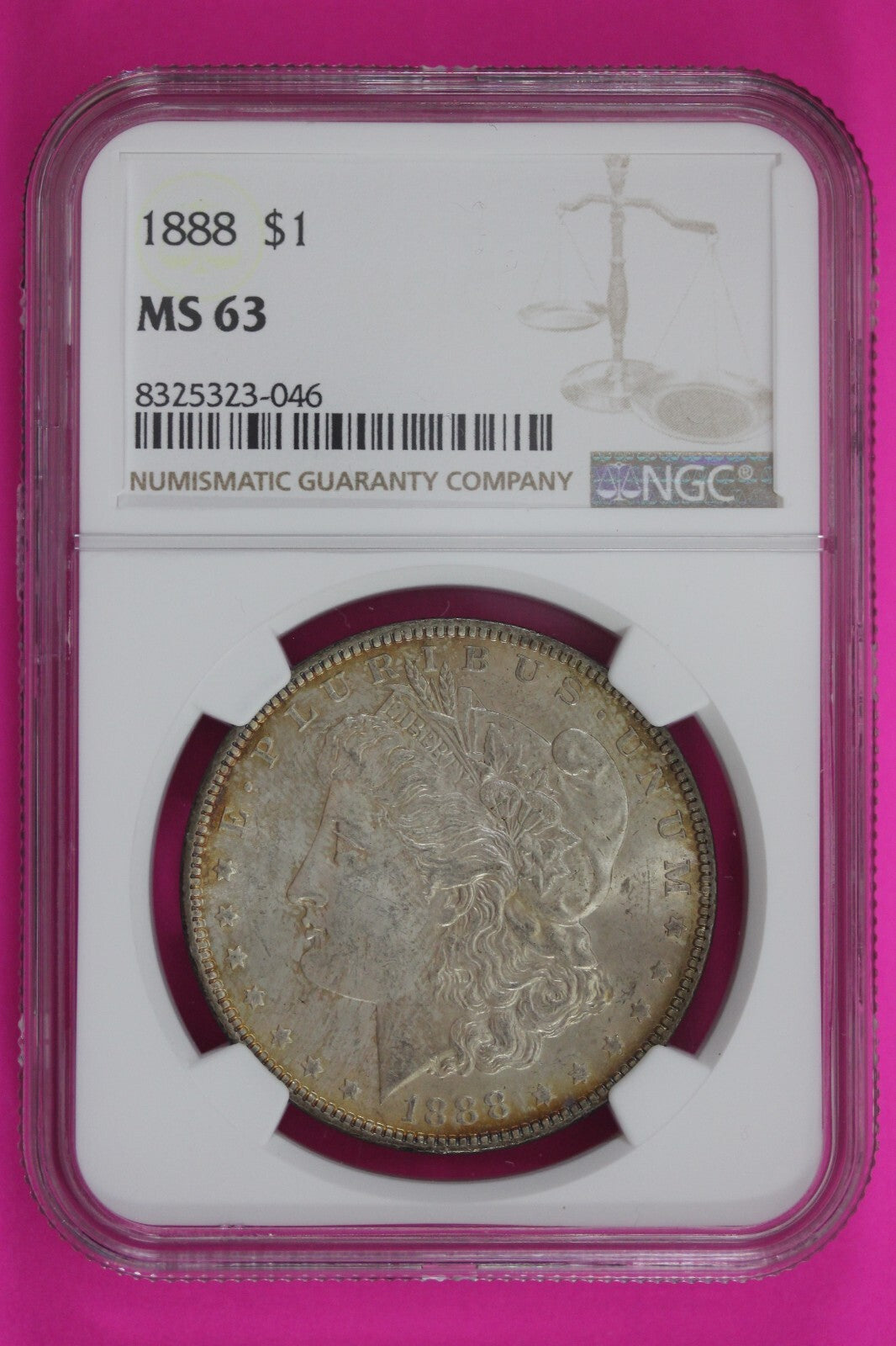 Toned 1888 P MS 63 Liberty Morgan Silver Dollar NGC Certified Graded 247