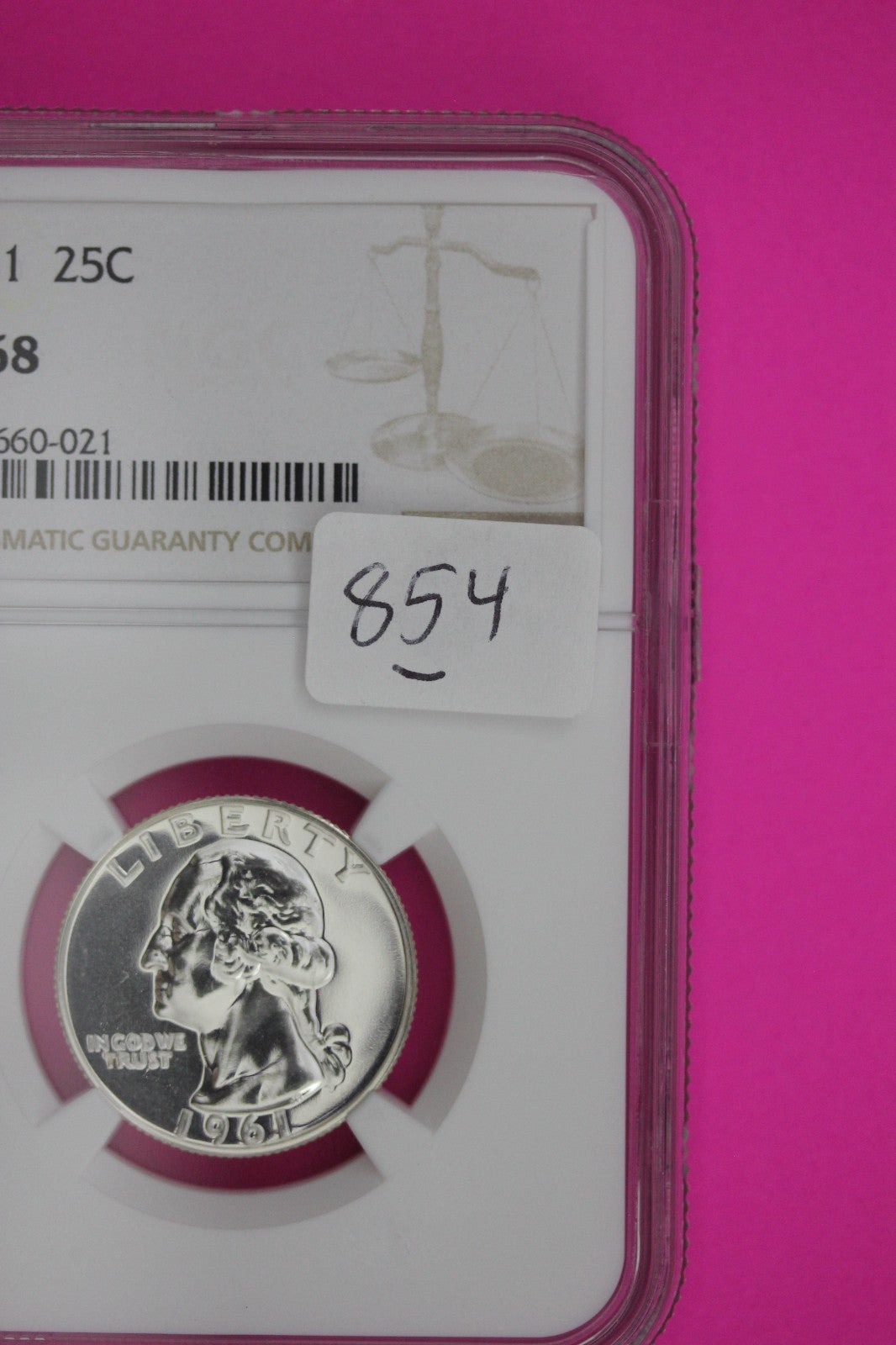 1961 PF 68 Proof Washington Silver Quarter NGC Certified Graded Authentic 854