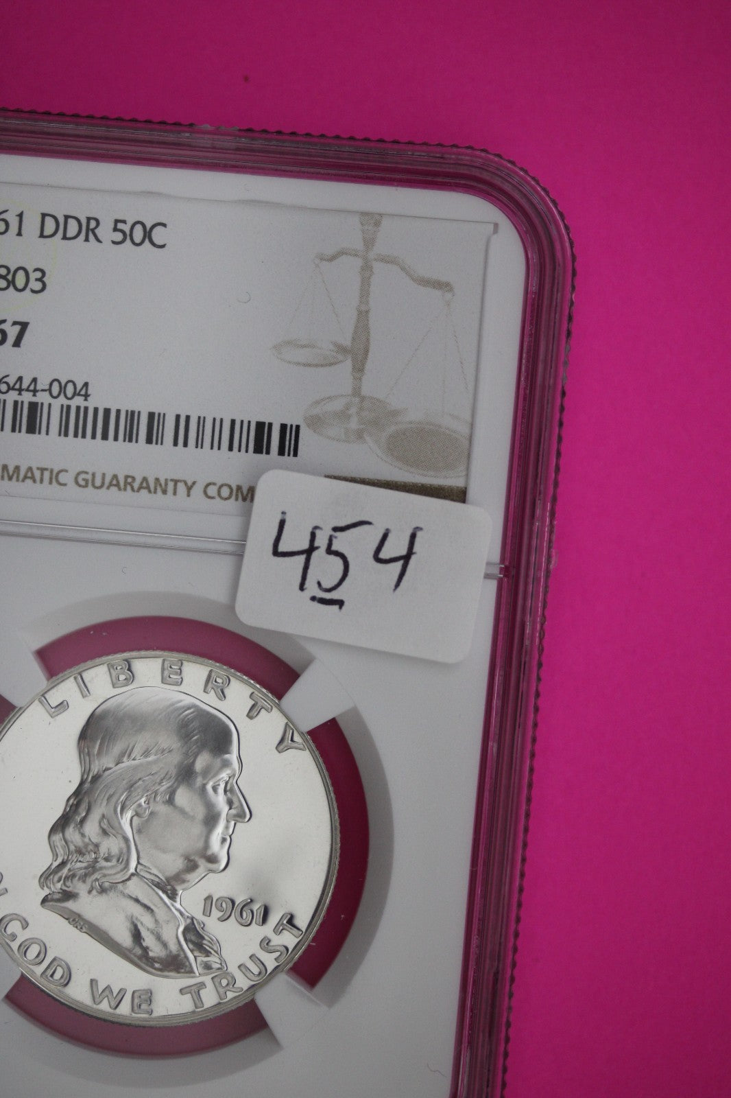 Mint Error 1961 PF 67 DDR FS-803 Ben Franklin Silver Half Dollar NGC Slab 454
