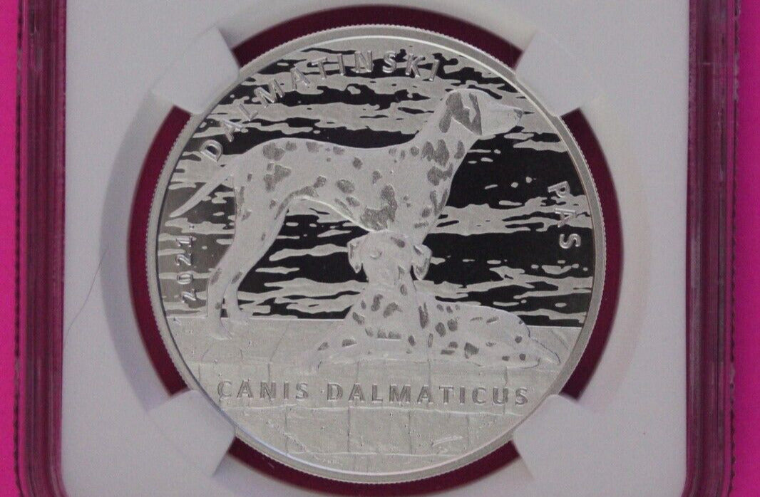 2021 Dalmation Dog MS 69 Croatia 10k Kuna 1 OZ Silver NGC Certified Slab 1100