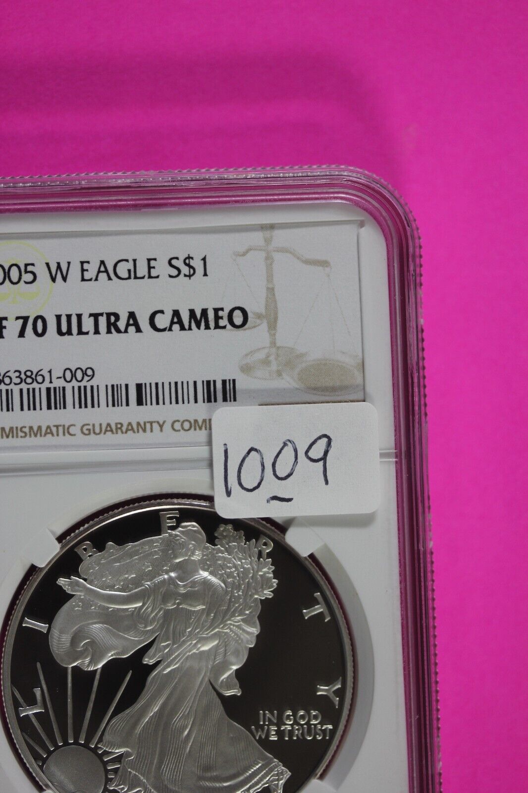 2005 W PF 70 Silver American Eagle Deep Cameo Authentic Proof Coin NGC Slab 1009