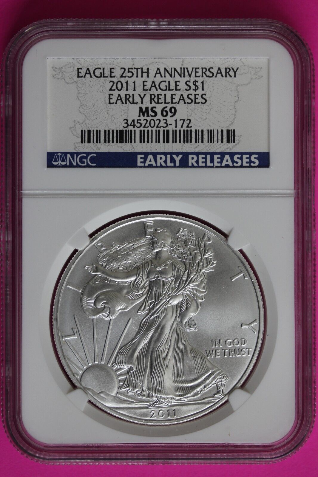 2011 MS 69 Silver Eagle 25th Anniversary Set Early Releases NGC Certified 1228