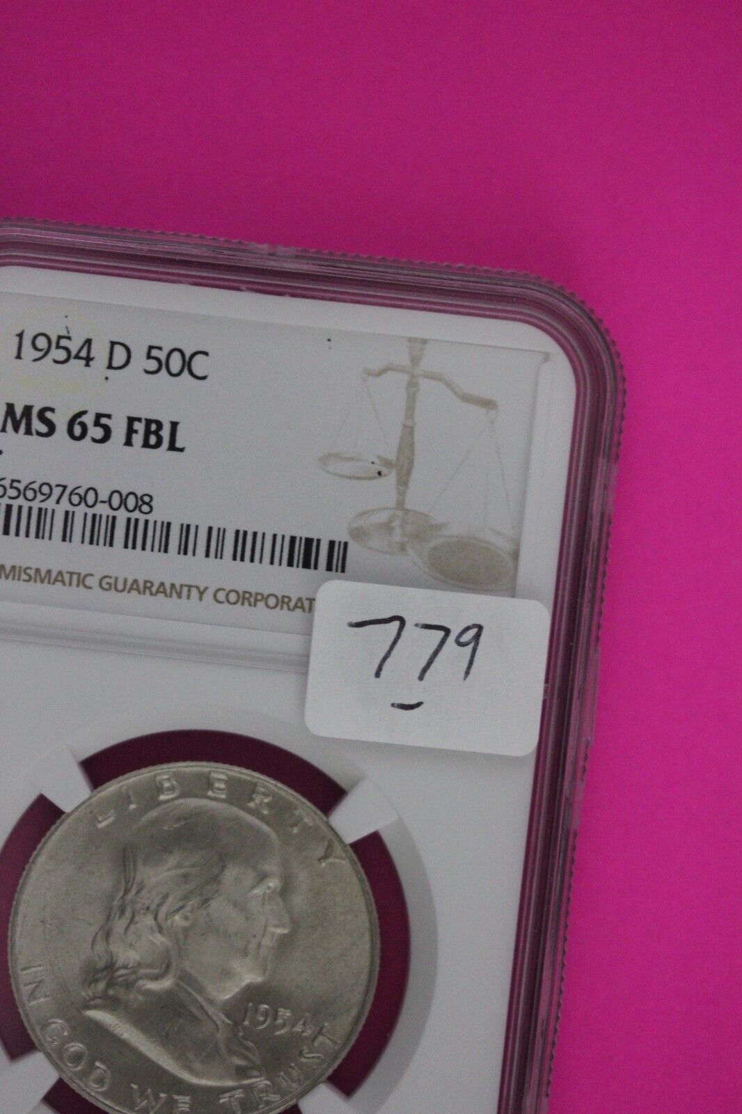 Full Bell Lines 1954 D MS 65 FBL Ben Franklin Half Dollar Silver Coin NGC 779