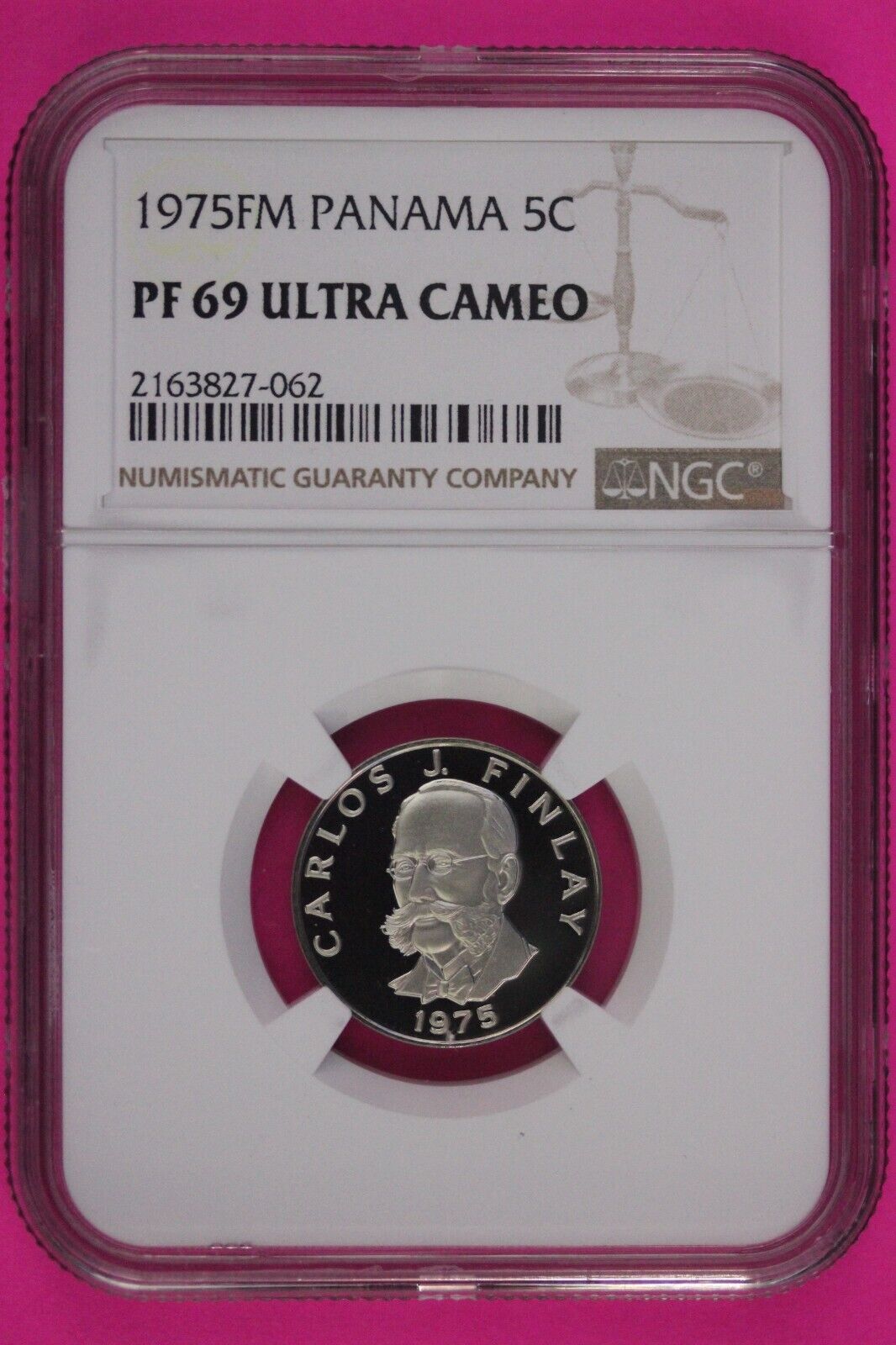 1975 Panama PF 69 Ultra Cameo Proof 5 Centesimos NGC Certified Graded Slab 854