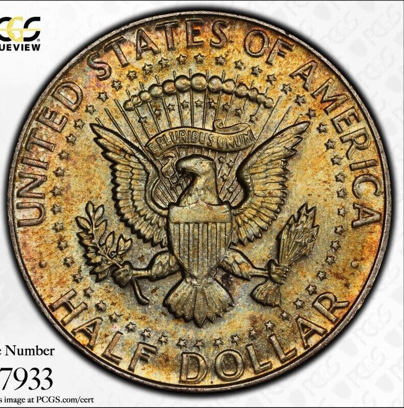 Toned Color 1964 P MS 65 John Kennedy Half Dollar PCGS Trueview Graded OCE 69